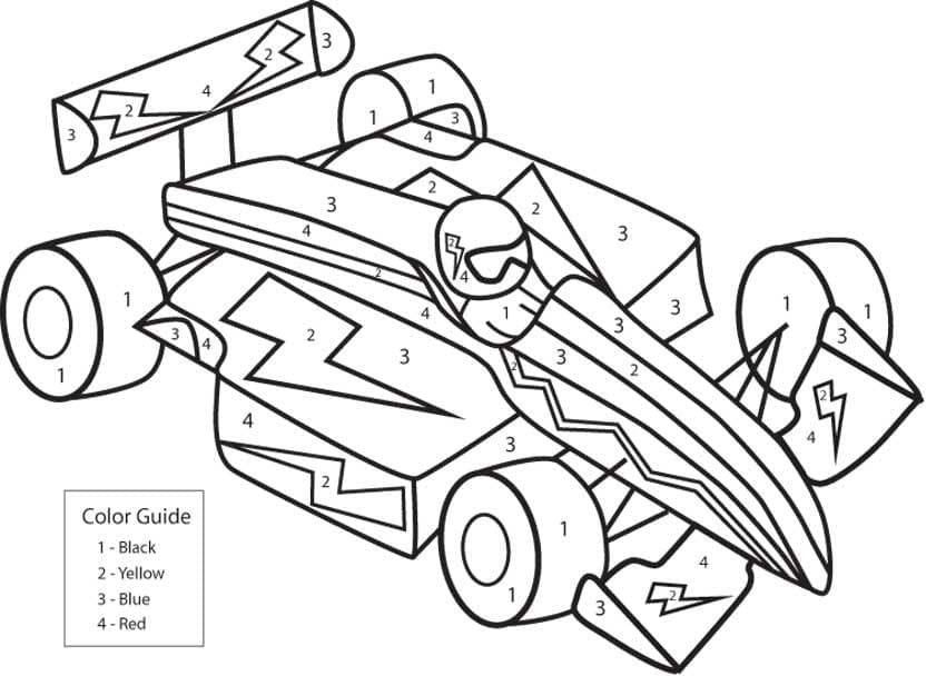 Printable Formula 1 Car Paint by Number