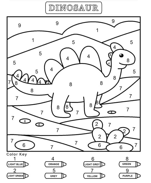 Printable Free Dinosaur Paint by Number