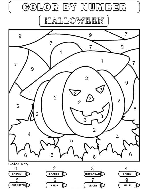 Printable Free Halloween Pumpkin Paint by Number