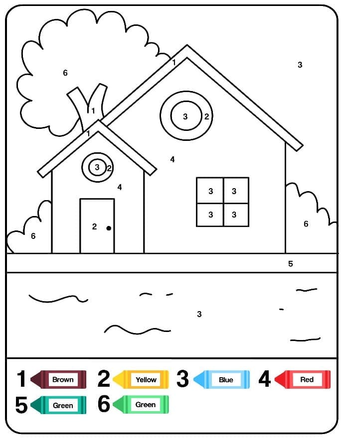 Printable Free House Paint by Number