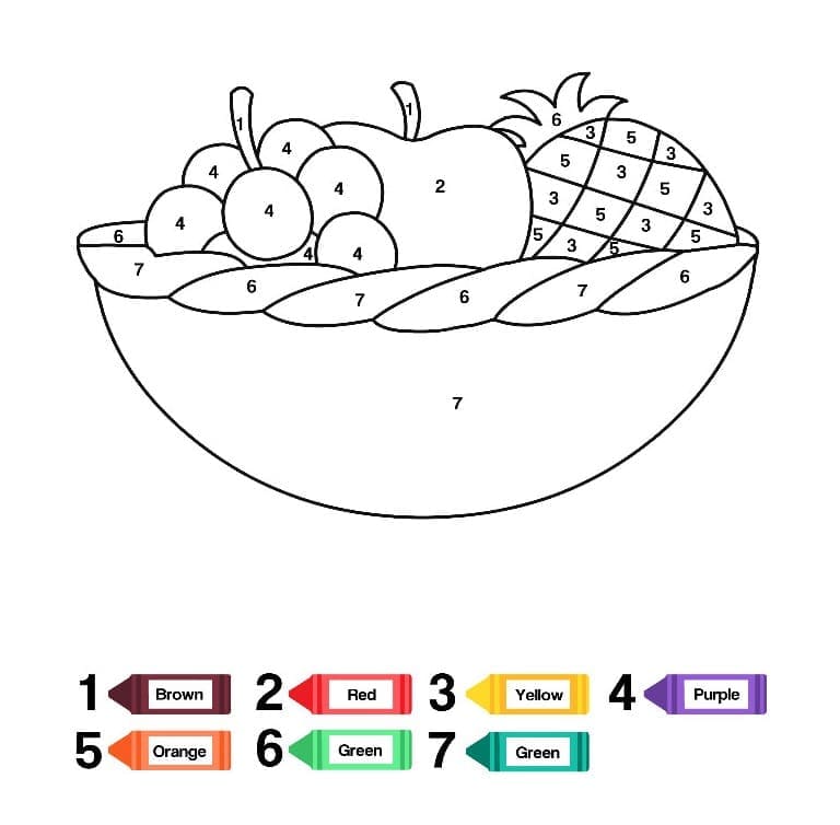 Printable Fruits Bowl Paint by Number