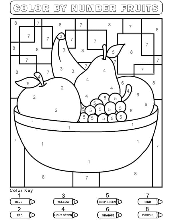 Printable Fruits for Kindergarten Paint by Number