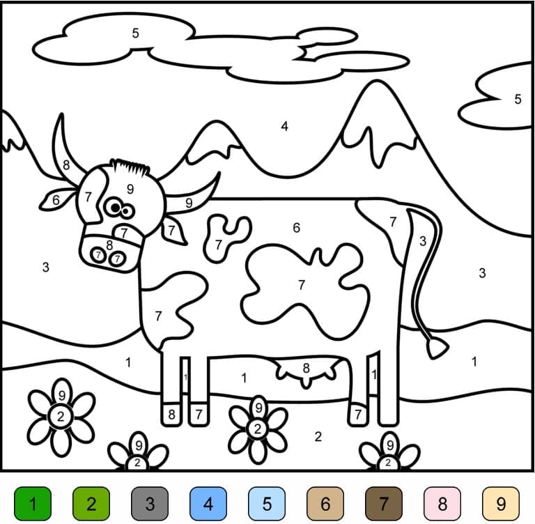 Printable Funny Cow Paint by Number