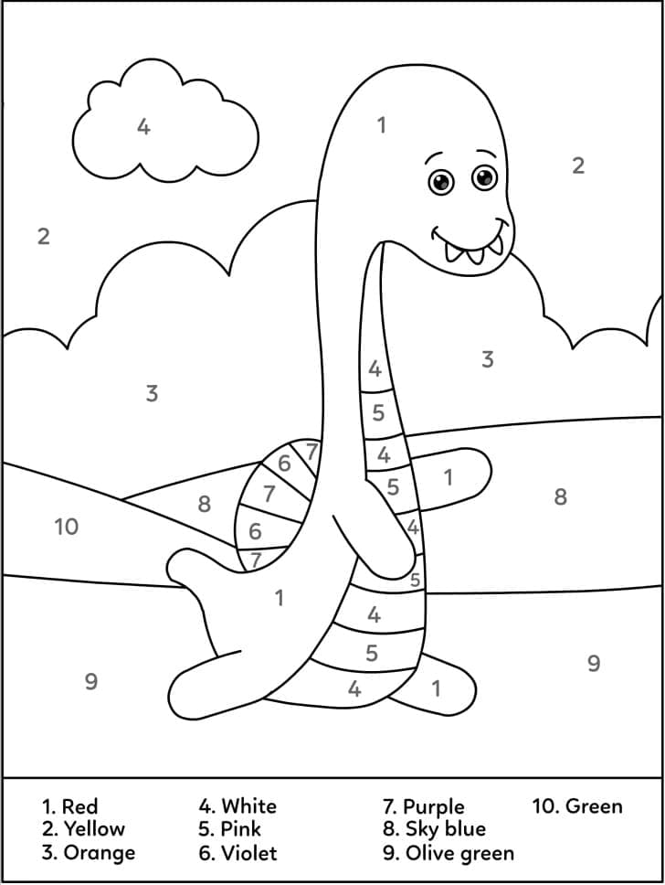 Printable Funny Dinosaur Running Paint by Number