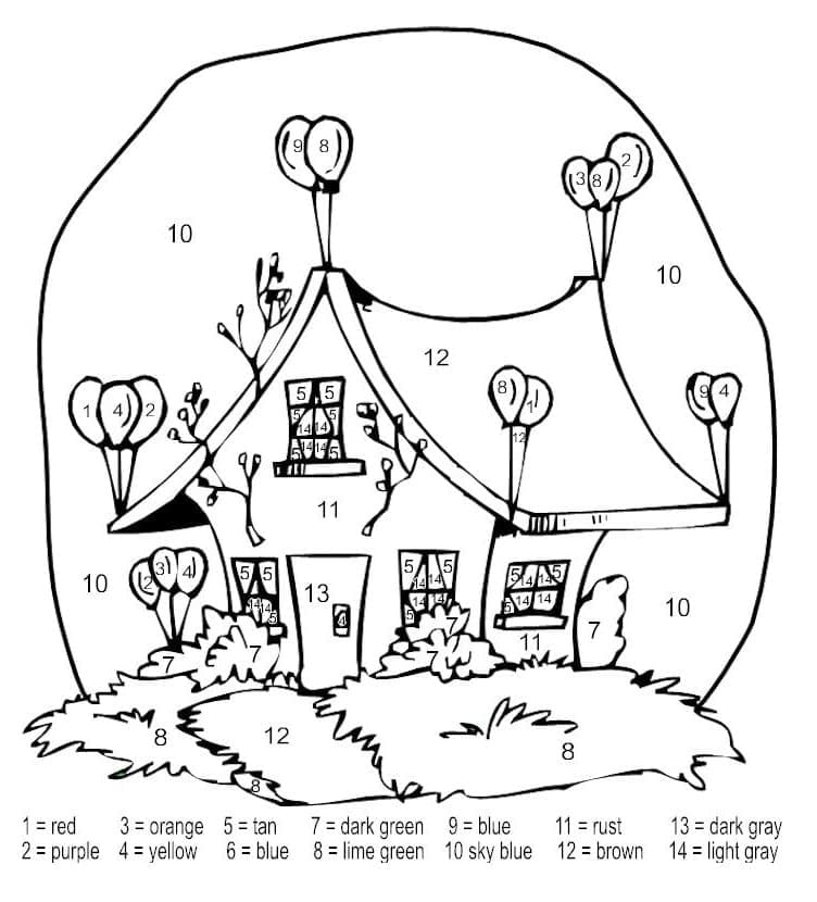 Printable Funny House Paint by Number