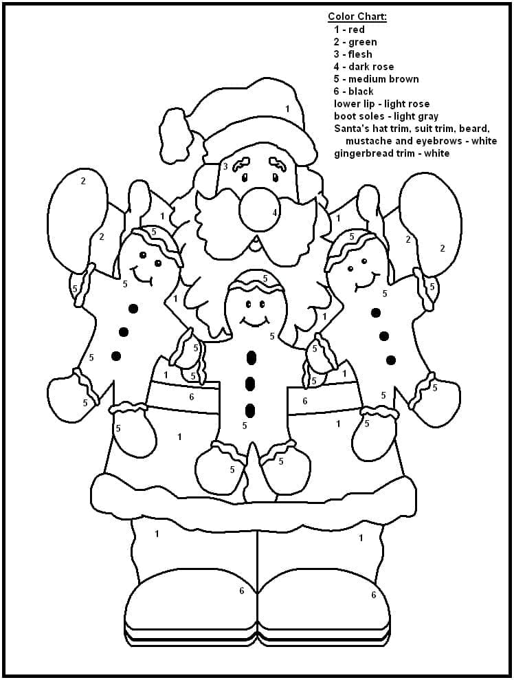 Printable Funny Santa Paint by Number