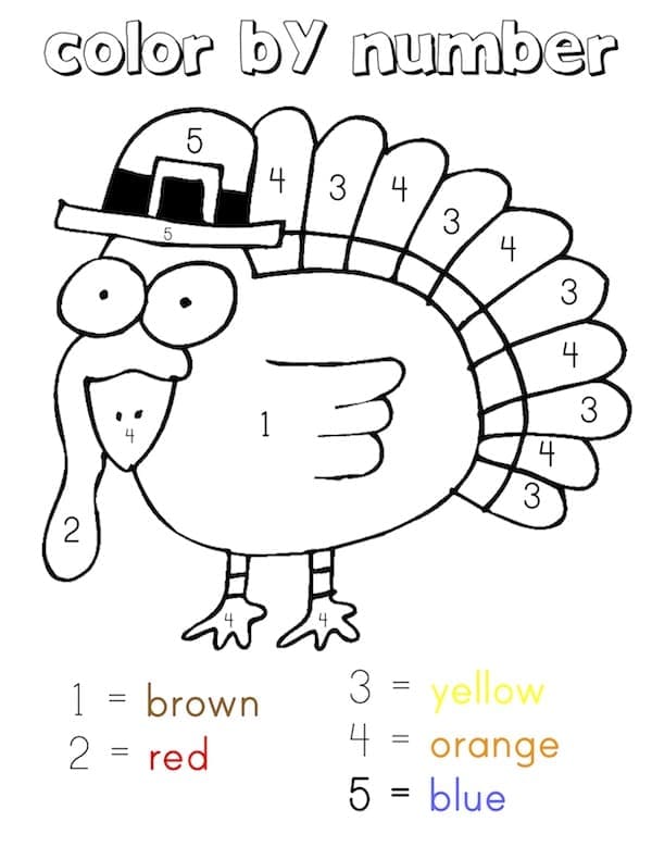 Printable Funny Turkey Paint by Number