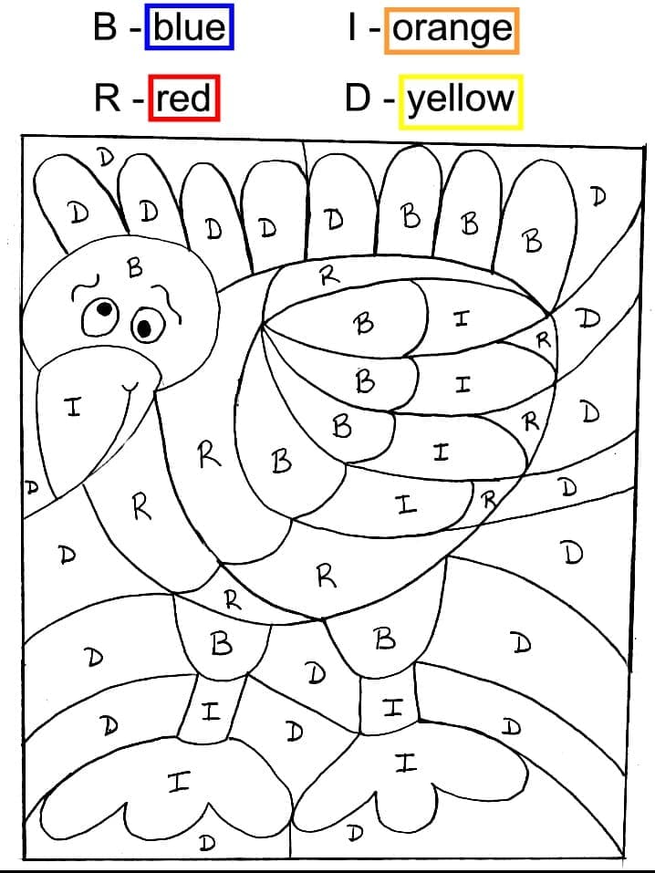 Printable Funny Turkey Thanksgiving Paint by Number