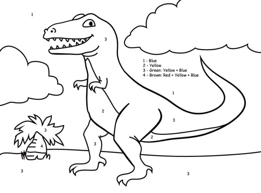 Printable Funny Tyrannosaurus Paint by Number