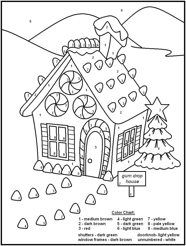 Printable Gingerbread House Paint by Number