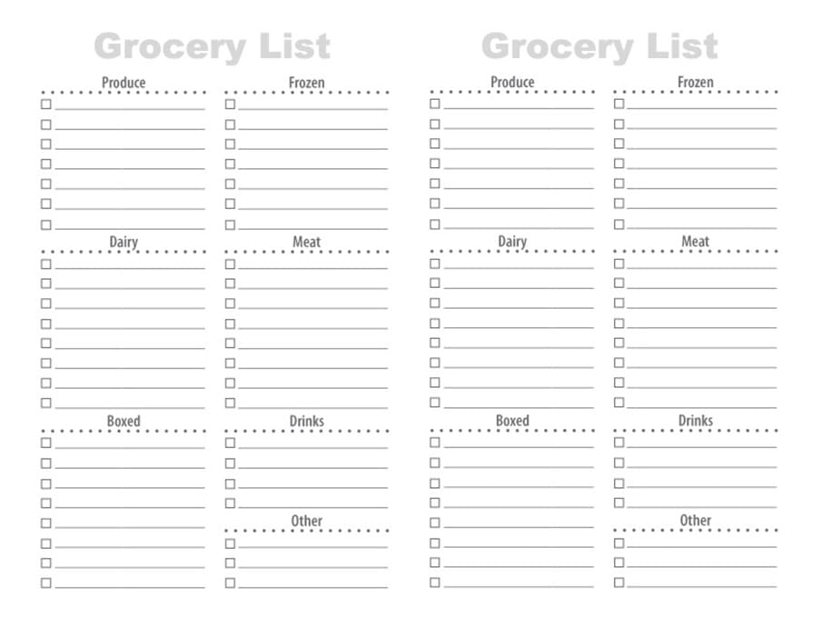 Printable Grocery List Name