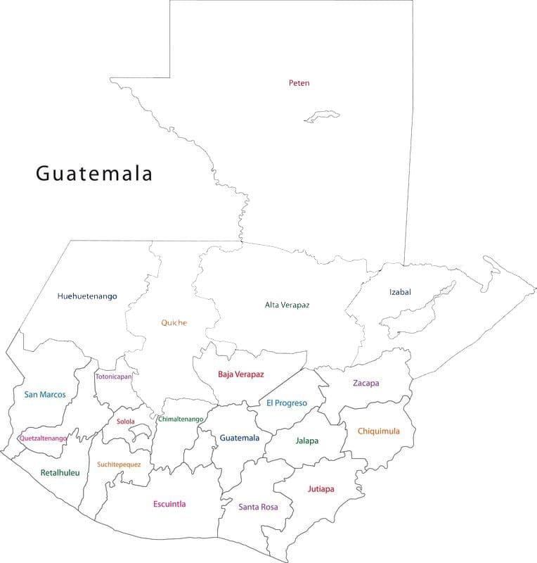 Printable Guatemala Map States