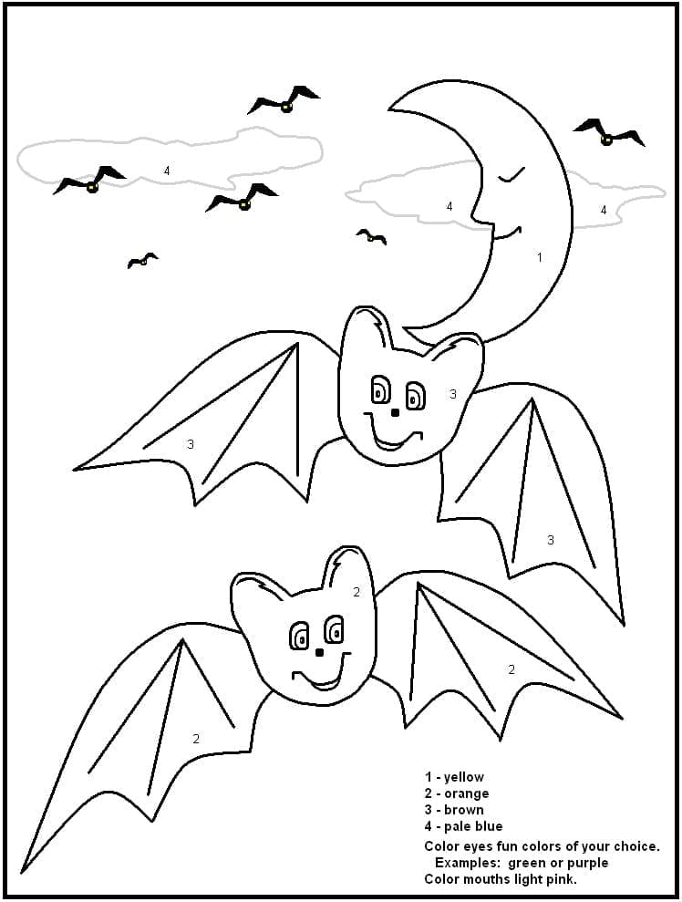 Printable Halloween Bats Paint by Number