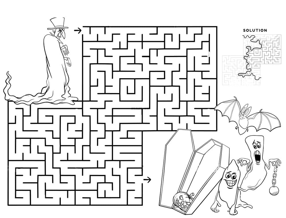 Printable Halloween Maze Drawing