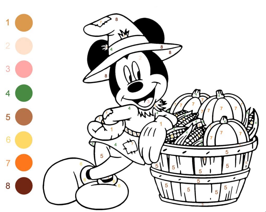 Printable Halloween Mickey Paint by Number