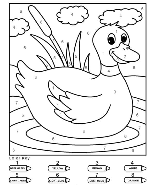 Printable Happy Duck Paint by Number