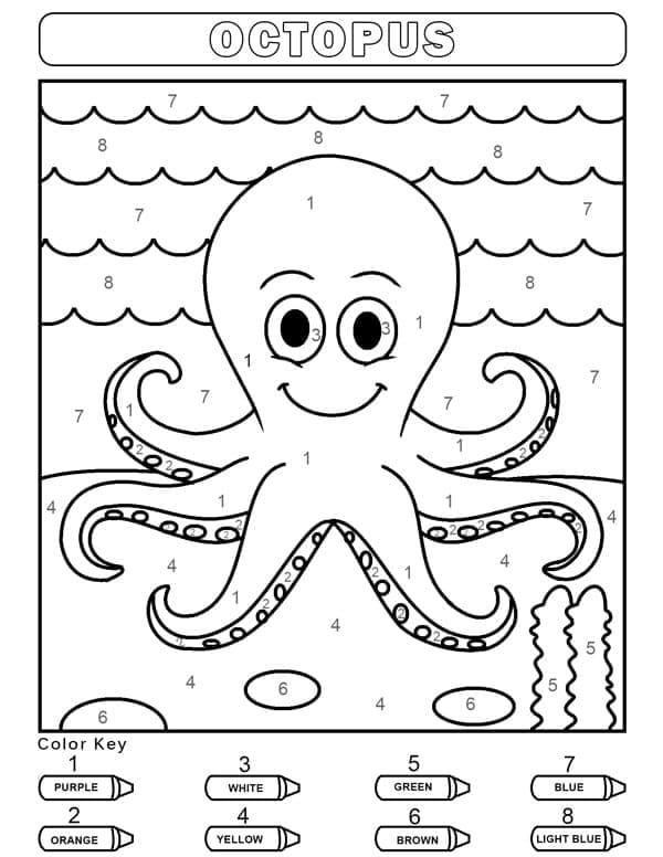 Printable Happy Octopus Paint by Number