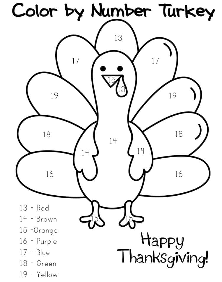 Printable Happy Thanksgiving Paint by Number