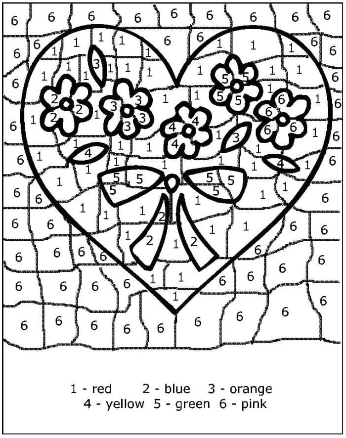 Printable Heart for Valentine Paint by Number