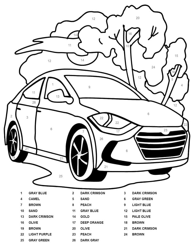 Printable Hyundai Car Paint by Number