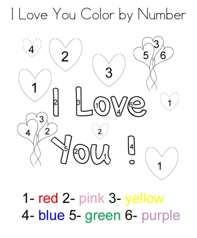 Printable I Love You Paint by Number