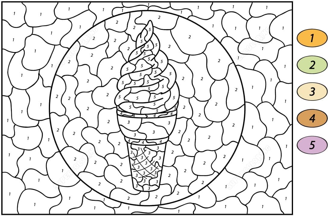 Printable Ice Cream Paint by Number