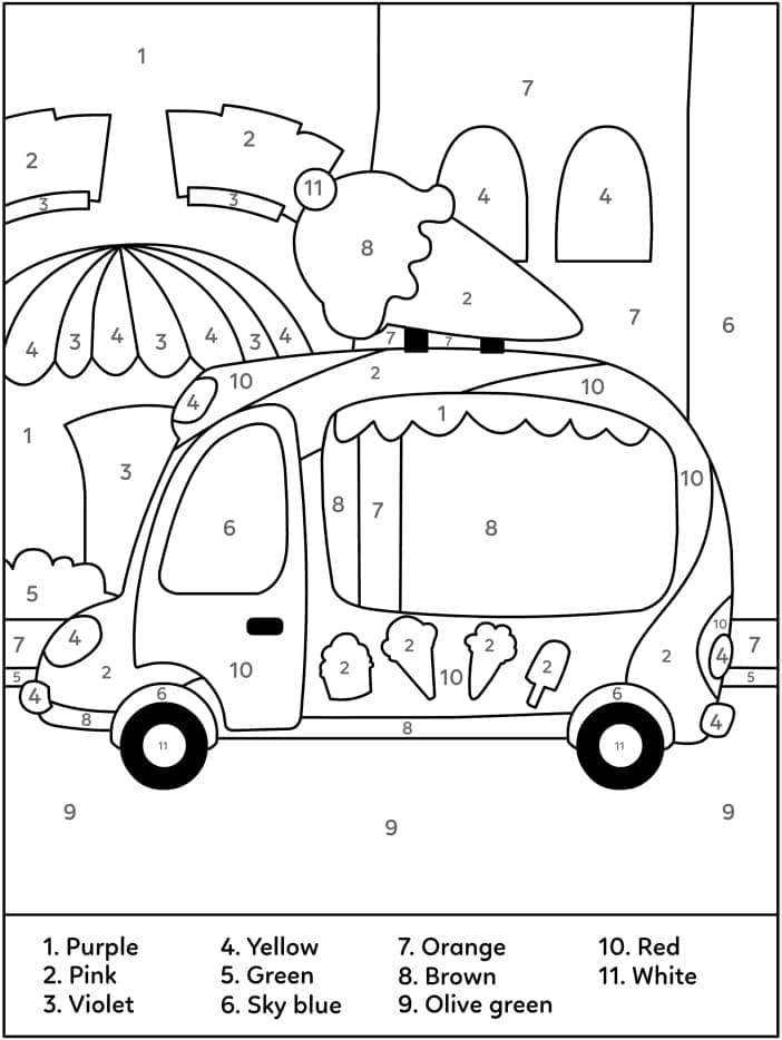 Printable Ice Cream Truck Paint by Number