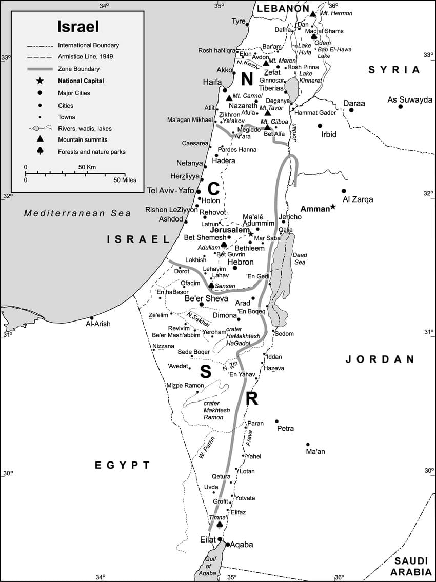 Printable Israel Map Detailed