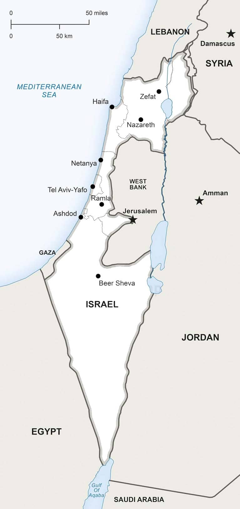 Printable Israel Map Political