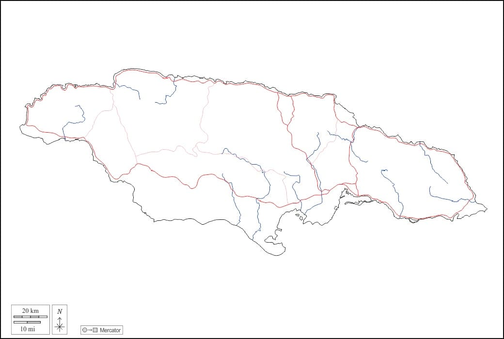 Printable Jamaica Geography Map