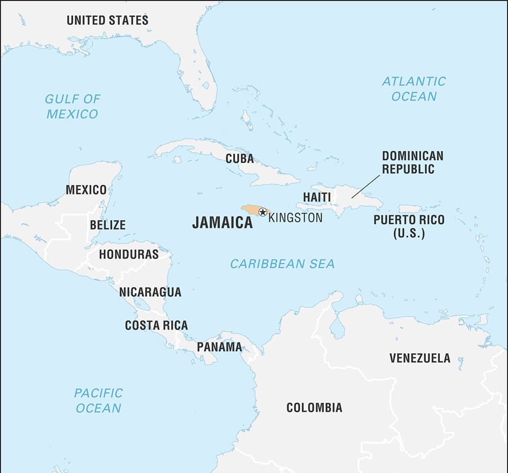 Printable Jamaica On World Map