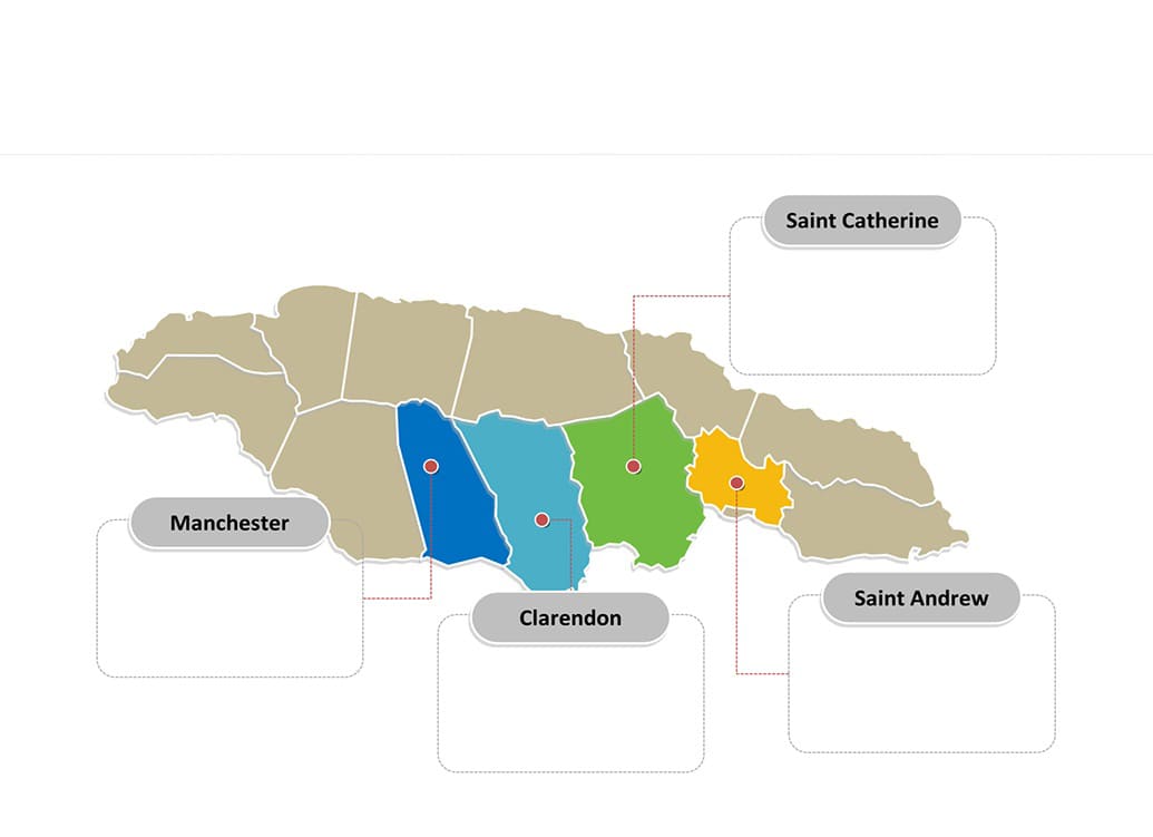 Printable Jamaica Regions Map