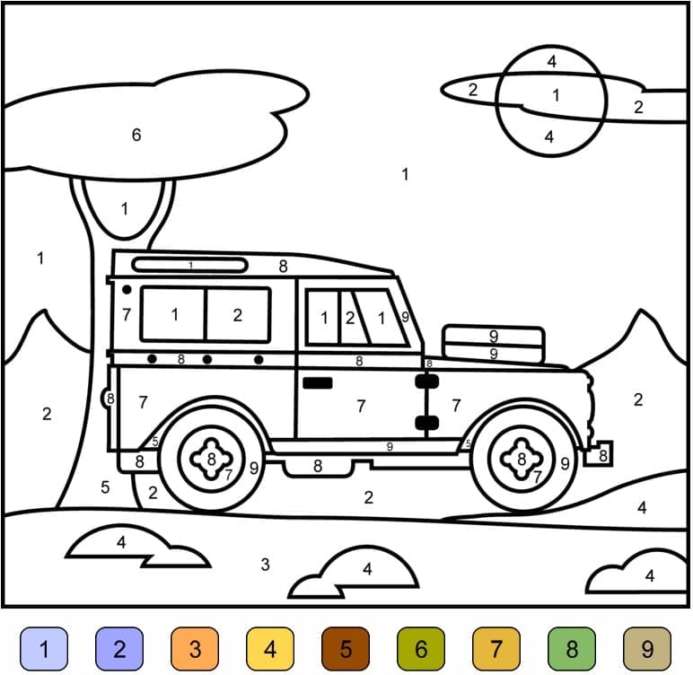 Printable Jeep Paint by Number