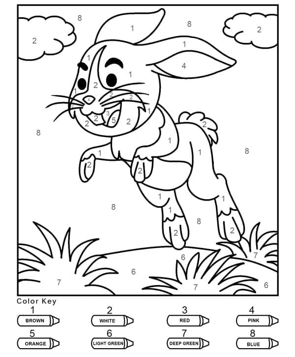 Printable Jumping Rabbit Paint by Number