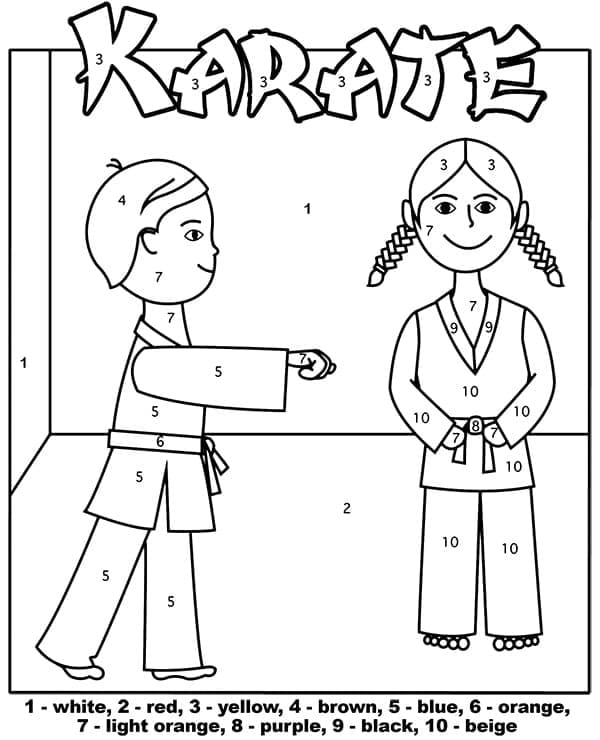 Printable Karate for Kindergarten Paint by Number