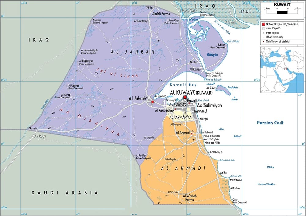 Printable Kuwait Map In Asia