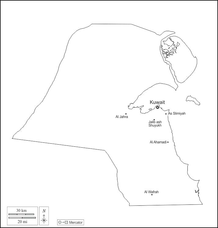 Printable Kuwait Map With Cities