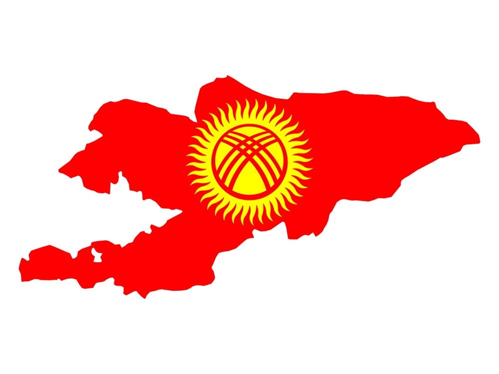 Printable Kyrgyzstan Map Flag