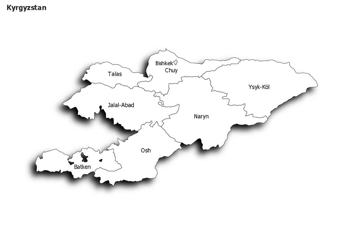 Printable Kyrgyzstan Map Provinces