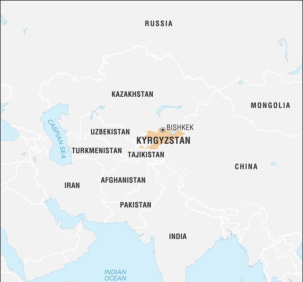 Printable Kyrgyzstan On World Map