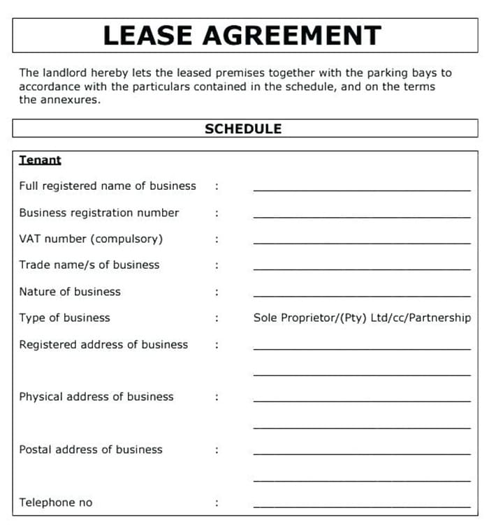 Printable Lease Agreement Contract