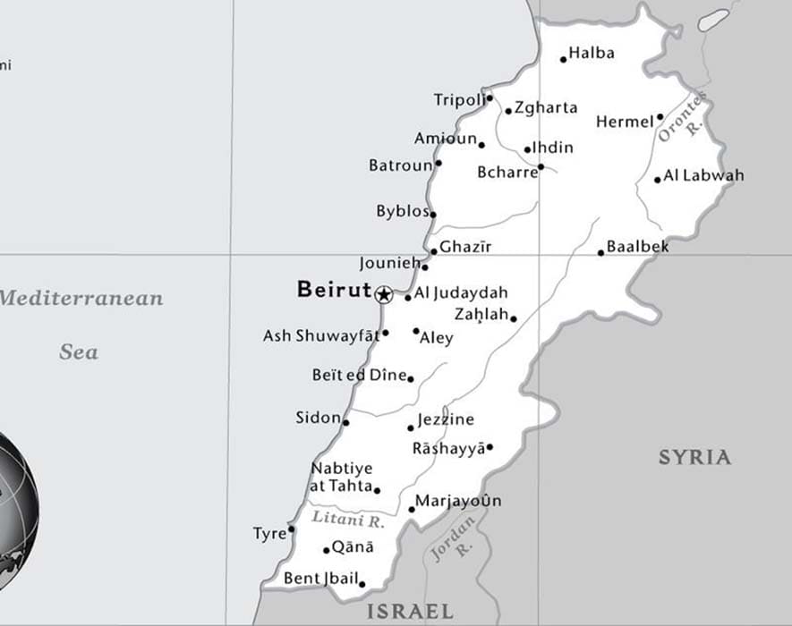 Printable Lebanon Capital Map