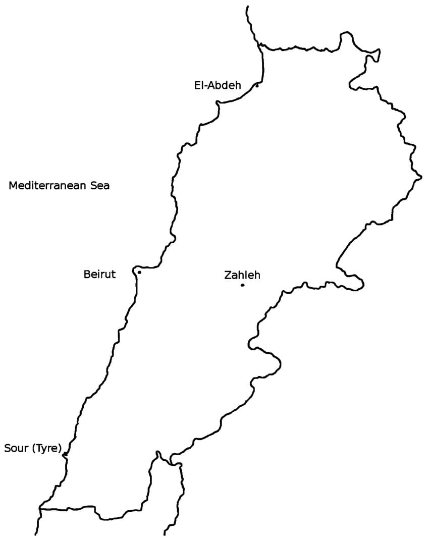 Printable Lebanon Map Location