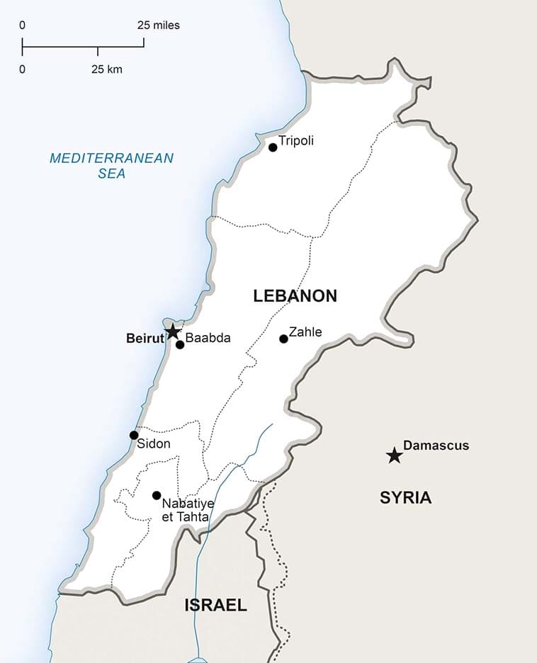Printable Lebanon Map Political