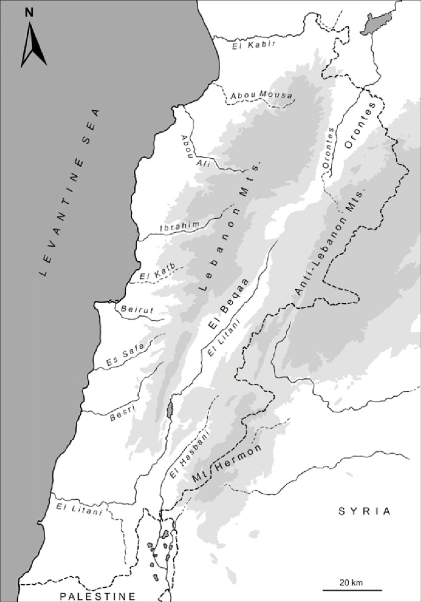 Printable Lebanon Physical Map
