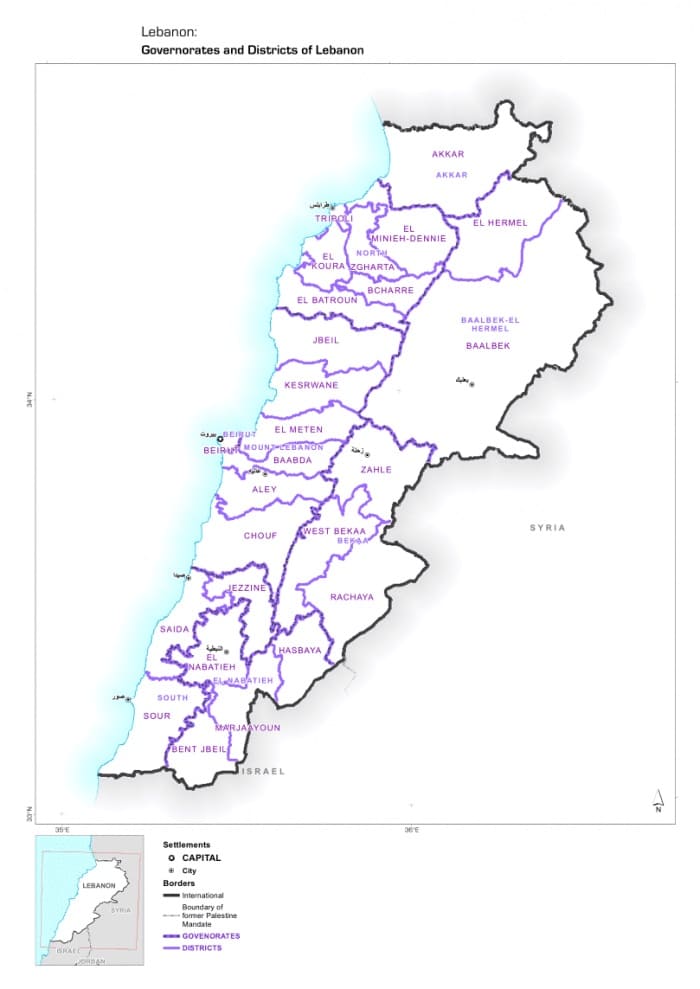 Printable Lebanon Topographic Map
