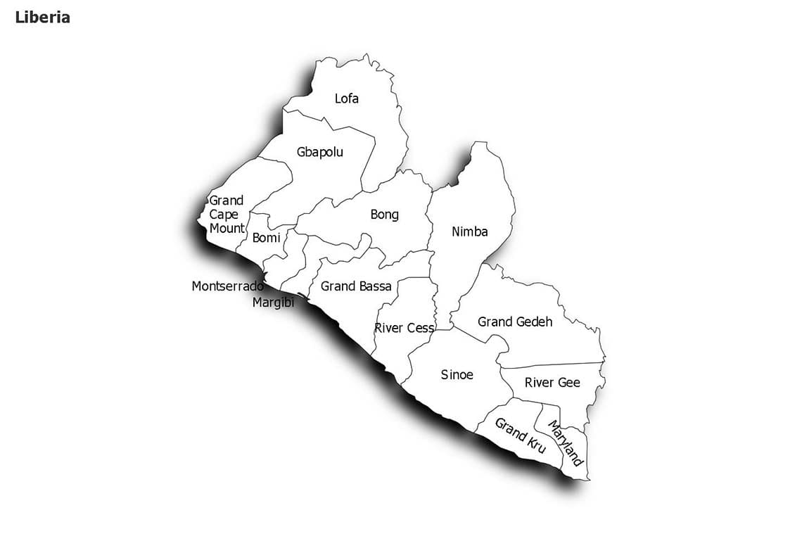 Printable Liberia Map With Counties