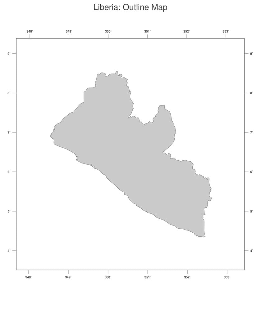 Printable Liberia Map With Laditude And Longitude