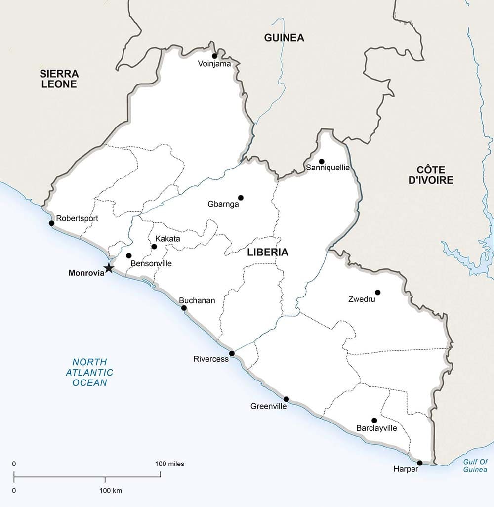 Printable Liberia Political Map