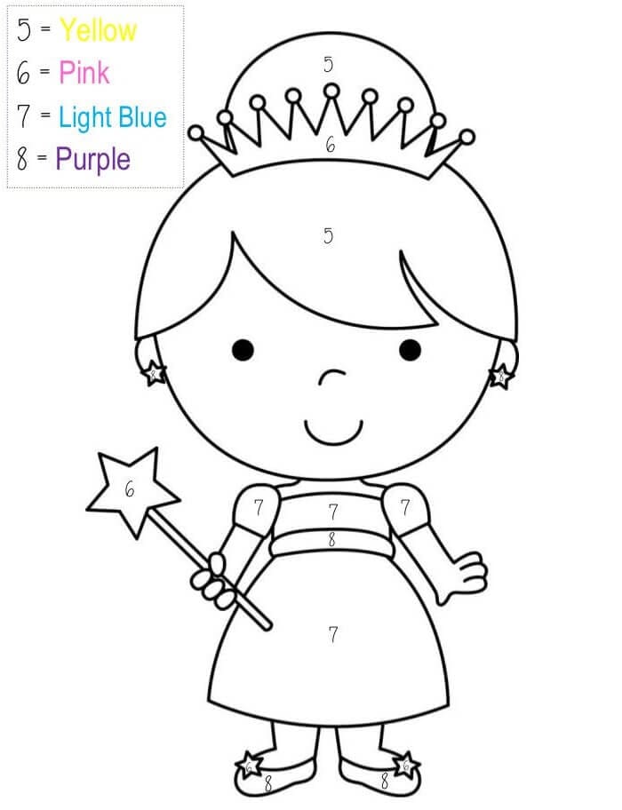 Printable Little Princess Paint by Number
